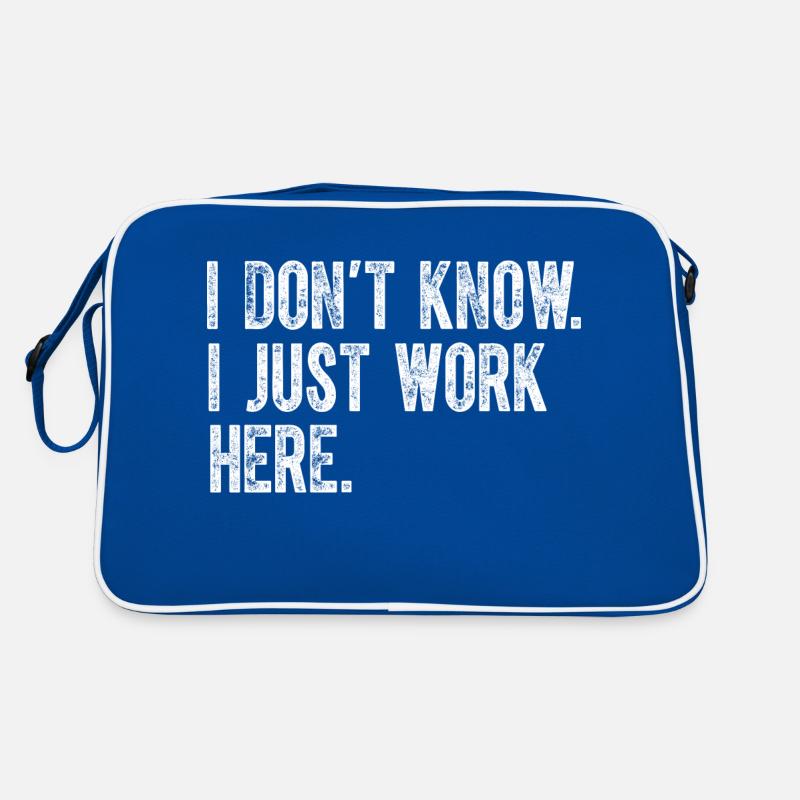 I Dont Know I Just Work Here Funny Jokes Sarcastic Retro Bag