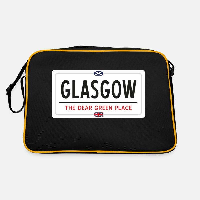 Glasgow Place Name Sign - Retro Bag - black/gold