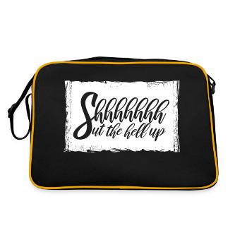 Chut, tais-toi, blague, dit : « Ferme ta gueule » - Sac Retro - noir/or - Dos