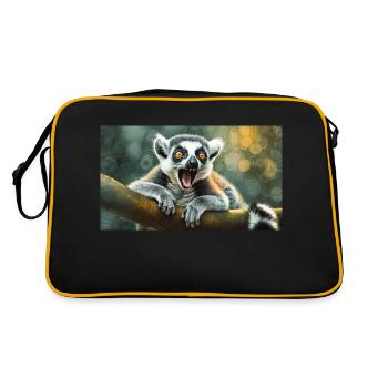 Animaux mignons qui se détendent - lémurien à queue annelée - Sac Retro - noir/or - Dos