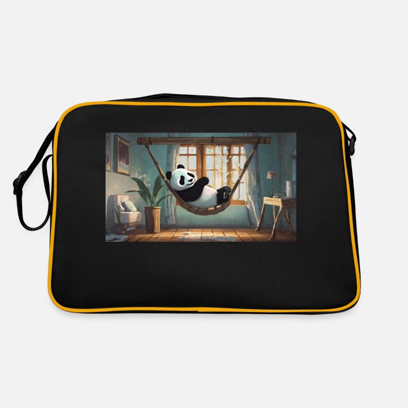 Des animaux mignons qui se détendent – un panda qui se détend dans un hammoc Sac Retro