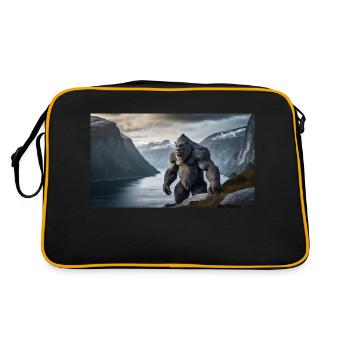 big troll in the mountains of Norway monster dark - Retro Bag - black/gold - Back