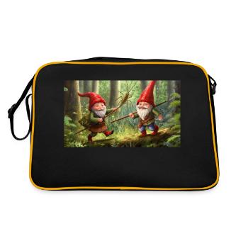 Zwerge auf der Jagd nach Heuschrecke - Retro Tasche - Schwarz/Gold - Hinten