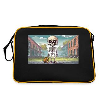 squelette à l’école - jeunes petits monstres mignons - Sac Retro - noir/or - Dos