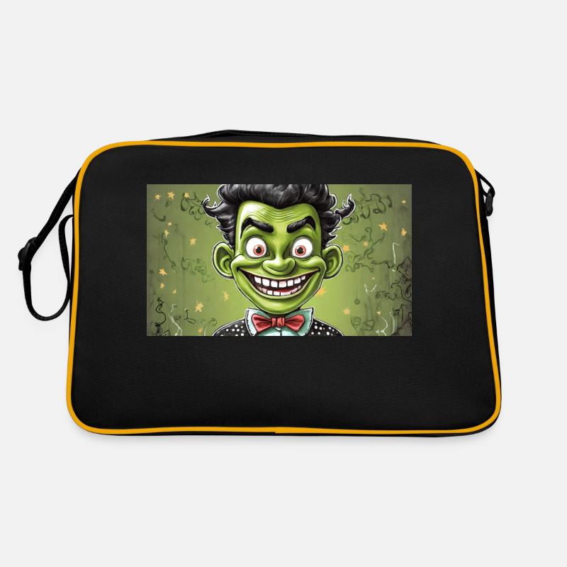 Monstre vert avec des cornes - jeune Sac Retro