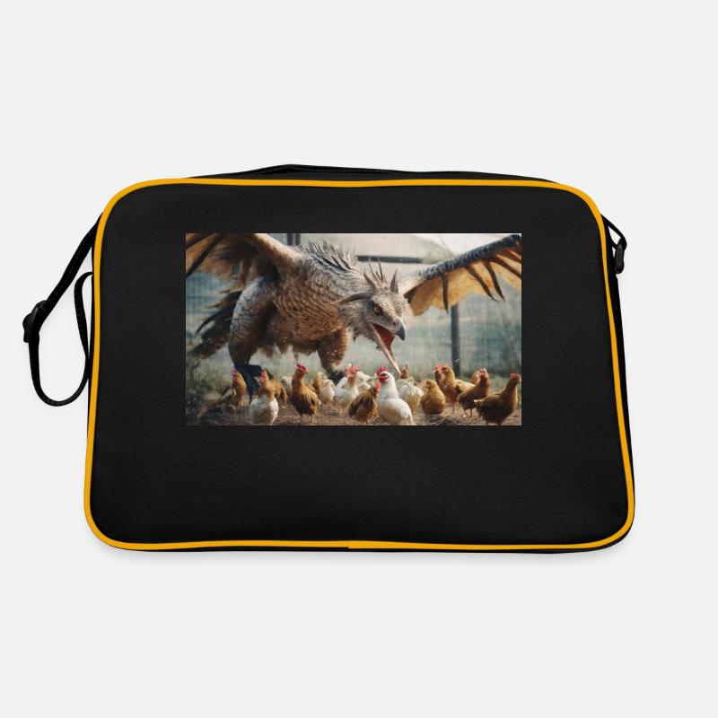 A realistic bad dragon hunting chicken like a wolf Retro Bag