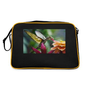 Ein realistischer majestätischer kleiner süßer Drache - Retro Tasche - Schwarz/Gold - Hinten