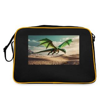 A realistic majestical green dragon is flying - Retro Bag - black/gold - Back