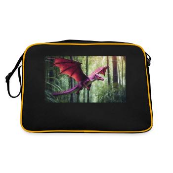 A realistic majestical green dragon is hunting - Retro Bag - black/gold - Back