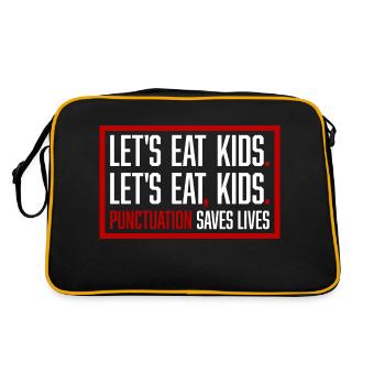 Let’s Eat Kids La ponctuation sauve des vies Drôle Gramm - Sac Retro - noir/or - Dos