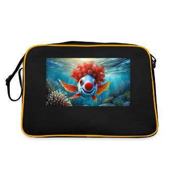 Wortspiel mehrdeutiger deutscher Ausdruck - Clownfisch - Retro Tasche - Schwarz/Gold - Hinten