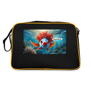 Wortspiel mehrdeutiger deutscher Ausdruck - Clownfisch - Retro Tasche - Schwarz/Gold - Hinten