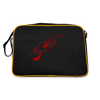 Ein Wort, eine Geste - alles gesagt. Alles Meh. - Retro Tasche - Schwarz/Gold - Hinten