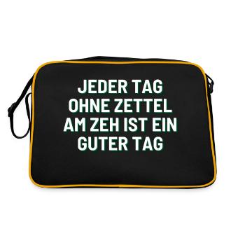 Jeder Tag ohne Zettel am Zeh ist ein guter Tag - Retro Tasche - Schwarz/Gold - Hinten