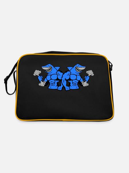 shark hai bodybuilding 2 - Retro Tasche - Schwarz/Gold - Hinten