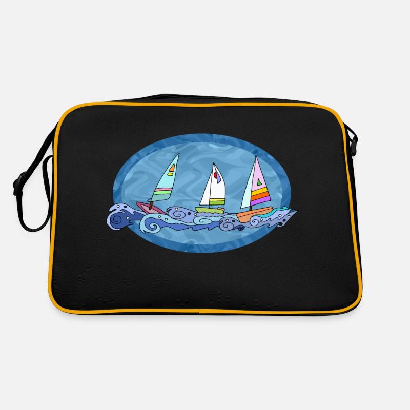 Segelboote - Retro Tasche - Schwarz/Gold