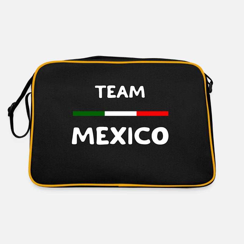 TEAM MEXIKO - Retro Tasche - Schwarz/Gold