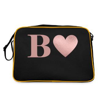 Letter b heart rose gold - Retro Bag - black/gold - Back