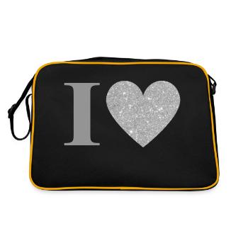 Letter i silver heart - Retro Bag - black/gold - Back