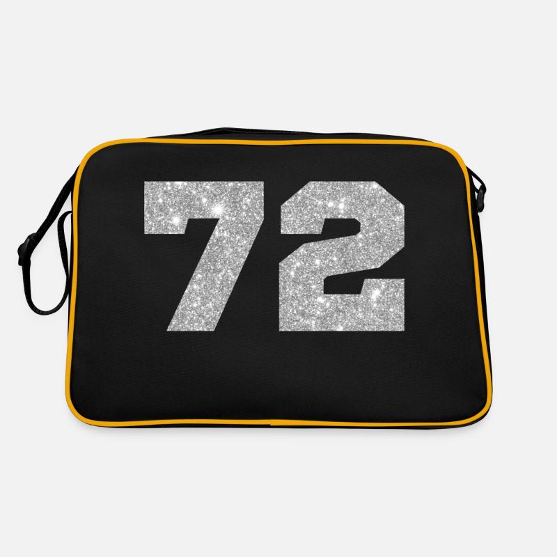72 Silber Glitter - 72 Geburtstag - Retro Tasche - Schwarz/Gold
