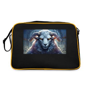 Cute grumpy grouchy animals - sheep - Retro Bag - black/gold - Back