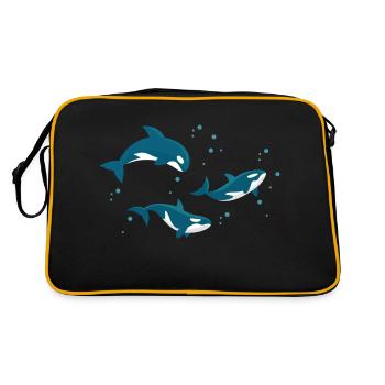 killer whale heart Design for a killer whale lover - Retro Tasche - Schwarz/Gold - Hinten