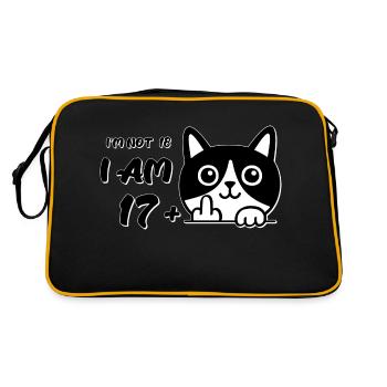 I'm Not 18, I Am 17 Plus 1 Middle Finger Cat Flip - Retro Bag - black/gold - Back