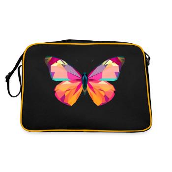 Lebendige Schmetterlingsflügel im Low Poly Stil - Retro Tasche - Schwarz/Gold - Hinten