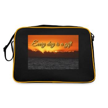 Jeder Tag ist ein Geschenk - Retro Tasche - Schwarz/Gold - Hinten