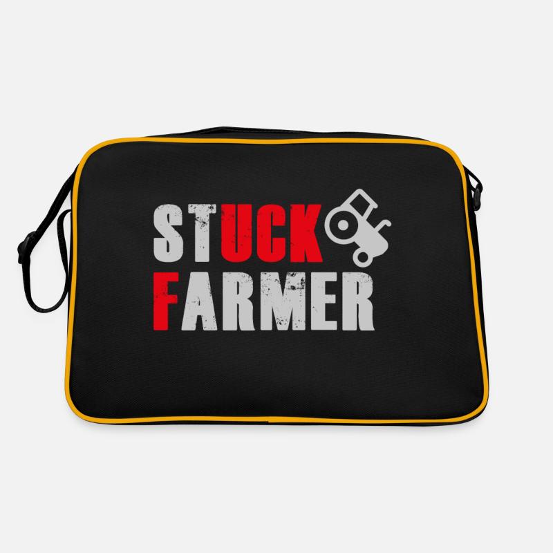 STUCK FARMER GREY RED - Retro Bag - black/gold
