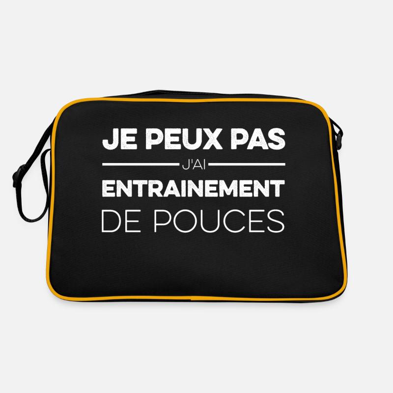 Ich kann nicht, ich habe Daumentraining - Retro Tasche - Schwarz/Gold