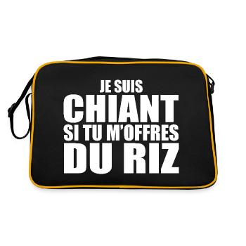 Homme qui adore : Riz. Design Drôle Humour Sushi - Sac Retro - noir/or - Dos