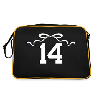 Nummer 14 Knoten - 14. Jahrestag - Retro Tasche - Schwarz/Gold - Hinten