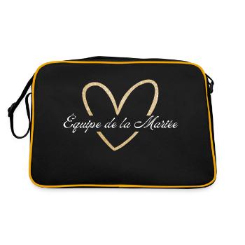 Das Brautteam Goldenes Herz Glitzer - Retro Tasche - Schwarz/Gold - Hinten