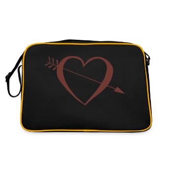 Herz Kompass - Retro Tasche - Schwarz/Gold - Hinten