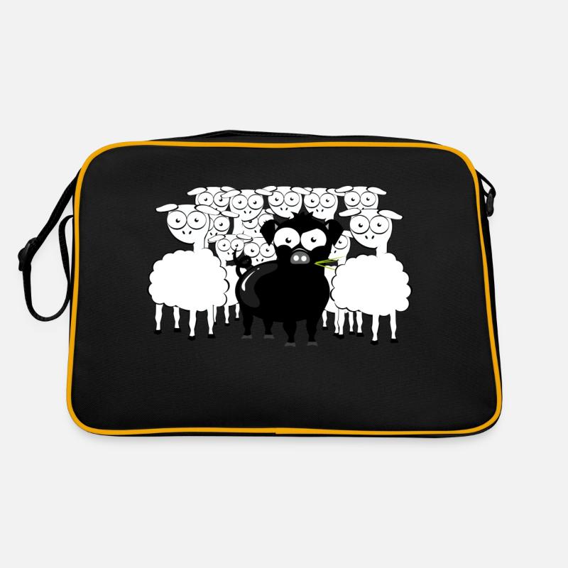 Schwarzes Schwein - Retro Tasche - Schwarz/Gold