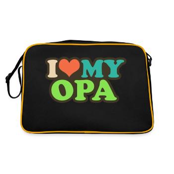 i love my opa - Retro Bag - black/gold - Back