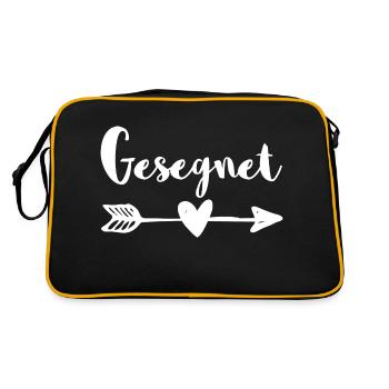 Gesegnet Christliches Geschenk - Retro Tasche - Schwarz/Gold - Hinten