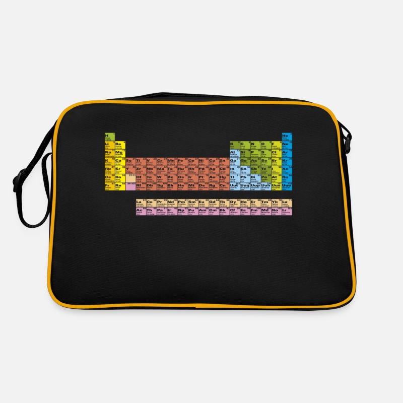 Periodensystem in der Farbe mit schwarzen Linien - Retro Tasche - Schwarz/Gold