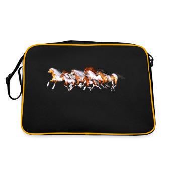 Wild Horses Herd - Retro Tasche - Schwarz/Gold - Hinten