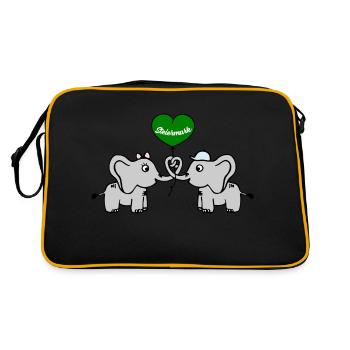 Steiermark Herz 2 Elefanten mit Luftballon - Retro Tasche - Schwarz/Gold - Hinten