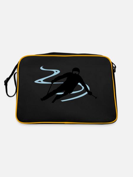 Sport - Skifahrer - Retro Tasche - Schwarz/Gold - Hinten