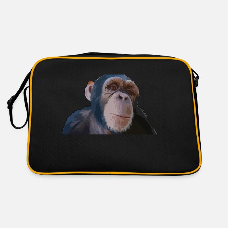 Süßer Affe - Retro Tasche - Schwarz/Gold