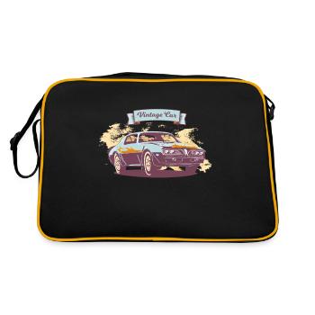 Vintage Car Auto Autoliebhaber Oldtimer Fanatiker - Retro Tasche - Schwarz/Gold - Hinten