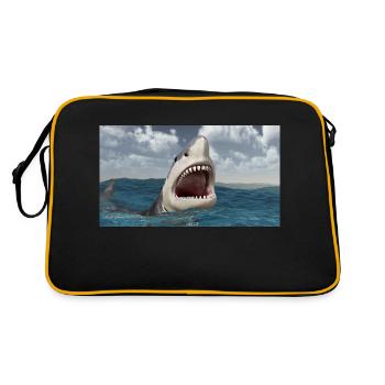 Grand requin blanc dans les mers orageuses - Sac Retro - noir/or - Dos