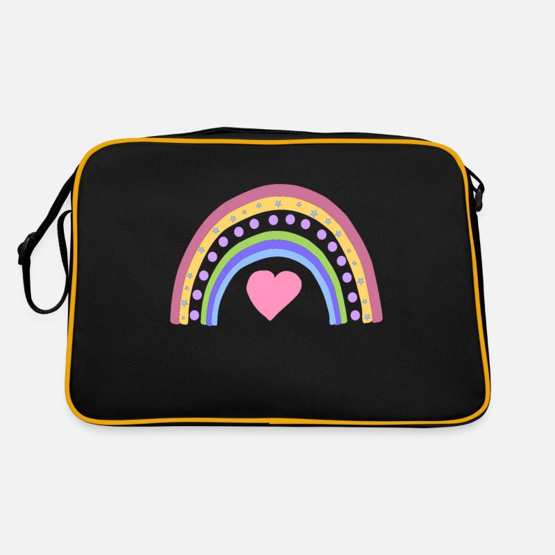regenbogen - Retro Tasche - Schwarz/Gold