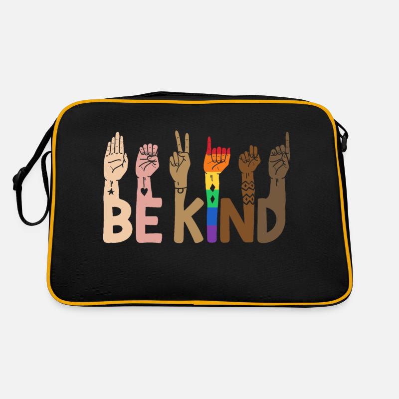 Be Kind LGBT Regenbogen Retro Tasche