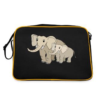 Elefanten - Retro Tasche - Schwarz/Gold - Hinten