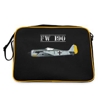 Focke Wulf FW 190 Jagdflugzeug - Retro Tasche - Schwarz/Gold - Hinten