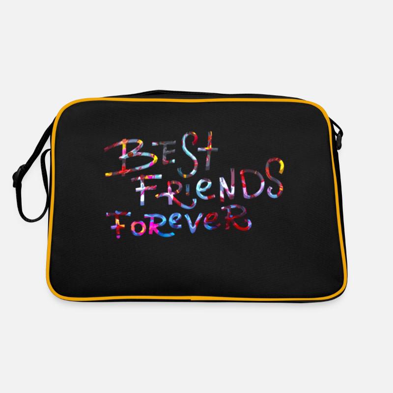 Beste Freunde - Retro Tasche - Schwarz/Gold